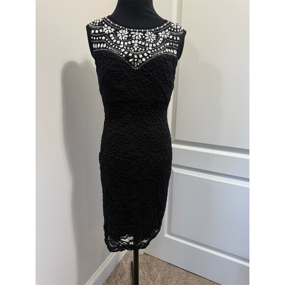 B. Darlin Dresses & Skirts - B. Darlin Dress Womens Juniors 7/8 Black Lace Sheath Cocktail Knee Length